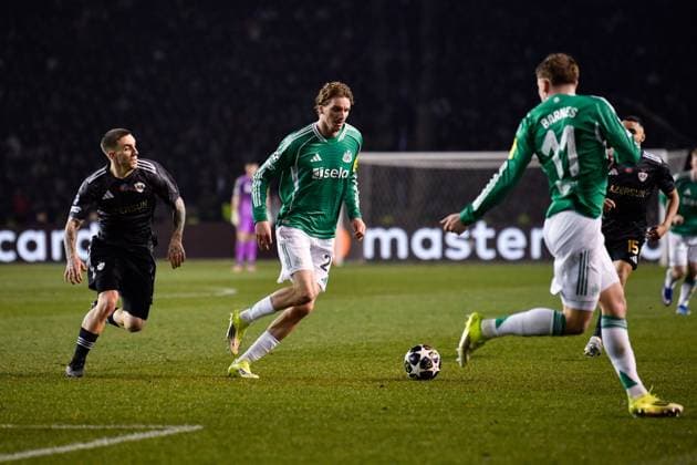 Nick Woltemade of Newcastle United Football Club runs with the ball Qarabag v Newcastle United, UEFA Champions League, Knockout Round Play-Offs, First Leg, Football, Tofig Bahramov Republican Stadium, Baku, Azerbaijan - 18 Feb 2026Baku Tofig Bahramov Republican Stadiu Azerbaijan EDITORIAL USE ONLY No use with unauthorised audio, video, data, fixture lists, club league logos or live services. Online in-match use limited to 120 images, no video emulation. No use in betting, games or single club league player publications. Copyright: xElmirxKarimov Shutterstockx 16660416av