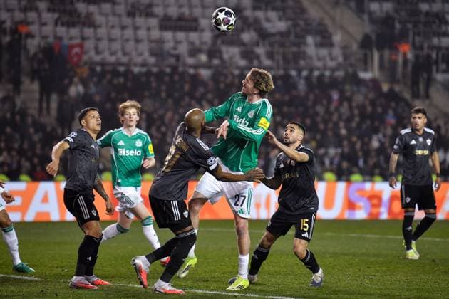 Nick Woltemade of Newcastle United Football Club competes for a ball in the air in the box Qarabag v Newcastle United, UEFA Champions League, Knockout Round Play-Offs, First Leg, Football, Tofig Bahramov Republican Stadium, Baku, Azerbaijan - 18 Feb 2026Baku Tofig Bahramov Republican Stadiu Azerbaijan EDITORIAL USE ONLY No use with unauthorised audio, video, data, fixture lists, club league logos or live services. Online in-match use limited to 120 images, no video emulation. No use in betting, games or single club league player publications. Copyright: xElmirxKarimov Shutterstockx 16660416aw