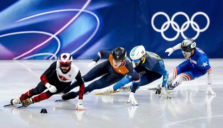 MILAN - Teun Boer during the 500-meter short track Speed skating, Eisschnelllauf quarterfinals at the Milan Ice Skating Area at the Milan Winter Olympics. ROBIN VAN LONKHUIJSEN ANP xVIxANPxSportx xxANPxIVx 551115211 originalFilename: 551115211.jpg