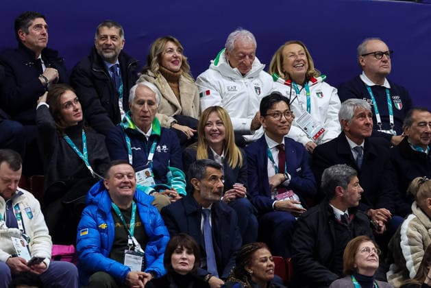 Italian prime minister Giorgia Meloni during the Olympic Winter games, Winterspiele,Spiele, Summer games Milano-Cortina 2026, Short Track Speed skating, Eisschnelllauf Men s 500m Finals on February 18, 2026 at Milano Ice Skating Arena in Milan, Italy  Copyright: xFabrizioxCarabelli IPAxSportx xipa-agency.netx xx IPA_71700805 IPA_Agency_IPA71700805