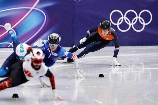 MILAN , 18-02-2026 , Milano Ice Skating Arena , Olympic Winter games, Winterspiele,Spiele, Summer games 2026 - Short Track 18-02 Men™s 500m Quarterfinals , Picture shows Teun Boer Olympic Winter Games 2026 - Short Track 18-02  x201713582x Copyright: