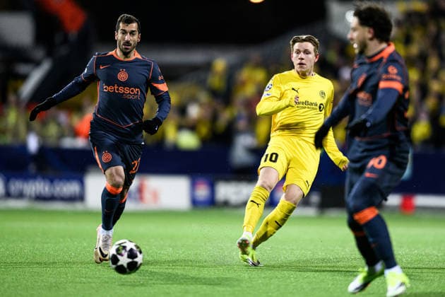 260218 Jens Petter Hauge of Bodo Glimt during the UEFA Champions League football match between Bodo Glimt and Inter on February 18, 2026 in Bodo. Photo: Marius Simensen BILDBYRAN COP 238 MM0055 bbeng football fotball fotboll soccer uefa champions league mesterligaen bodo glimt inter fc internazionale milano Copyright: MARIUSxSIMENSEN BB260218ZX138