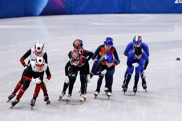 MILAN , 18-02-2026 , Milano Ice Skating Arena , Olympic Winter games, Winterspiele,Spiele, Summer games 2026 - Short Track 18-02 Women™s 3000m relay final A, Picture shows teams Republic of Korea, Canada, Netherlands, Italy Olympic Winter Games 2026 - Short Track 18-02  x201713651x Copyright: