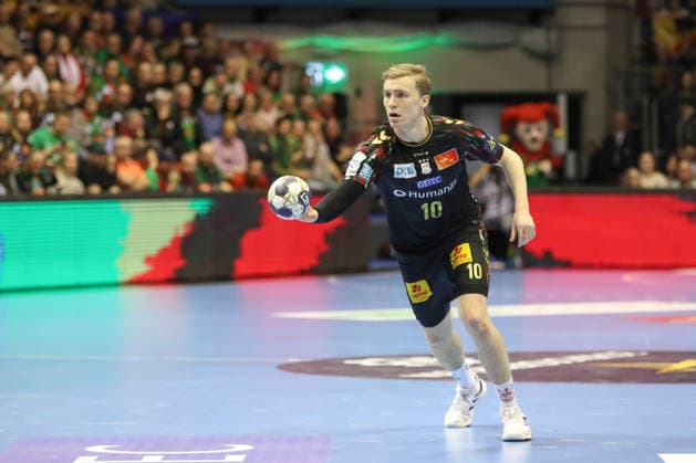 18.02.2026, xgox, Handball, EHF Champions League, SC Magdeburg - GOG Handbold v.l. Gisli Thorgeir Kristjansson (Magdeburg, 10) Magdeburg