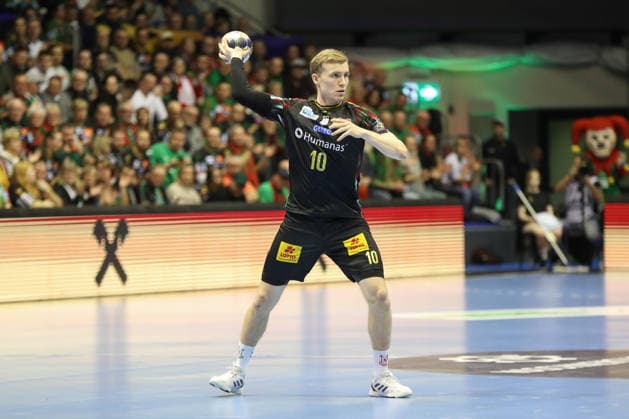 18.02.2026, xgox, Handball, EHF Champions League, SC Magdeburg - GOG Handbold v.l. Gisli Thorgeir Kristjansson (Magdeburg, 10) Magdeburg