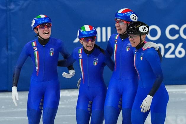 Italy Team during Women s 3000m relay finals race at the 2026 Winter Olympics, in Milan, Italy, Wednesday, Feb. 18, 2026. (Photo Gian Mattia D Alberto LaPresse)  Copyright: xGianxMattiaxD Alberto LaPressex
