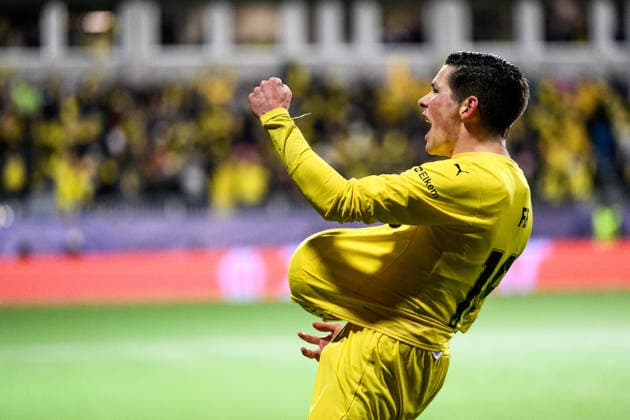 260218 Sondre Brunstad Fet of Bodo Glimt celebrates after 1-0 during the UEFA Champions League football match between Bodo Glimt and Inter on February 18, 2026 in Bodo. Photo: Marius Simensen BILDBYRAN COP 238 MM0055 bbeng football fotball fotboll soccer uefa champions league mesterligaen bodo glimt inter fc internazionale milano jubel Copyright: MARIUSxSIMENSEN BB260218ZA100