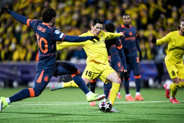 260218 Sondre Brunstad Fet of Bodo Glimt scores the 1-0 goal during the UEFA Champions League football match between Bodo Glimt and Inter on February 18, 2026 in Bodo. Photo: Marius Simensen BILDBYRAN COP 238 MM0055 bbeng football fotball fotboll soccer uefa champions league mesterligaen bodo glimt inter fc internazionale milano Copyright: MARIUSxSIMENSEN BB260218ZP100