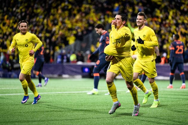 260218 Sondre Brunstad Fet of Bodo Glimt scores the 1-0 goal during the UEFA Champions League football match between Bodo Glimt and Inter on February 18, 2026 in Bodo. Photo: Marius Simensen BILDBYRAN COP 238 MM0055 bbeng football fotball fotboll soccer uefa champions league mesterligaen bodo glimt inter fc internazionale milano Copyright: MARIUSxSIMENSEN BB260218ZX142