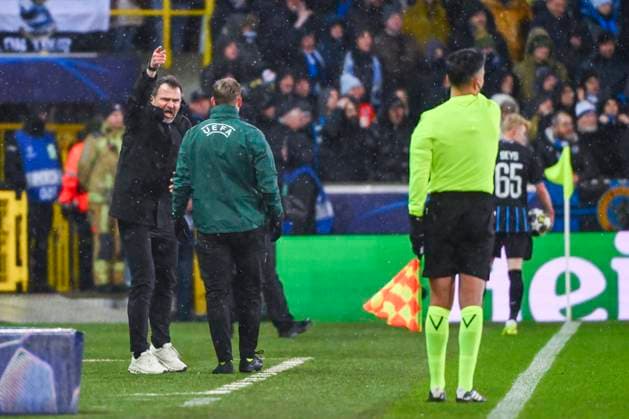 Club Brugge v Atletico de Madrid - UEFA Champions League BRUGGE, BELGIUM - FEBRUARY 18 : Leko Ivan head coach of Club Brugge yelling during the UEFA Champions League 2025 26 knockout phase play-off match first leg between Club Brugge and Atletico de Madrid on February 18, 2026 in Brugge, Belgium, 18 02 2026 Brugge Belgium  Copyright: xVincentxKalutx
