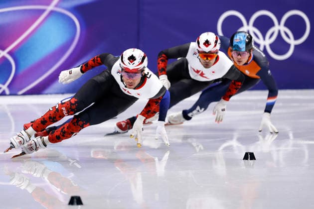 2026-02-18 Short Track Speed skating, Eisschnelllauf - Milano Cortina 2026 Winter Olympics - Day 12 MILAN, ITALY - FEBRUARY 18: William Dandjinou of Canada competing in the Men s 500m during Day 12 of Short Track Speed Skating - Milano Cortina 2026 Winter Olympics at Milano Ice Skating Arena on February 18, 2026 in Milan, Italy. (Photo by Joris Verwijst BSR Agency) Milan Italy Content not available for redistribution in The Netherlands directly or indirectly through any third parties. Copyright: xBSRxAgencyx