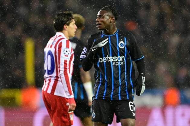 Club Brugge v Atletico de Madrid - UEFA Champions League BRUGGE, BELGIUM - FEBRUARY 18 : Diakhon Mamadou forward of Club Brugge missing an opportunity during the UEFA Champions League 2025 26 knockout phase play-off match first leg between Club Brugge and Atletico de Madrid on February 18, 2026 in Brugge, Belgium, 18 02 2026 Brugge Belgium  Copyright: xJanxDexMeuleneirx