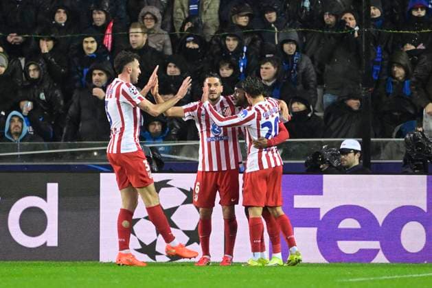 Club Brugge v Atletico de Madrid - UEFA Champions League BRUGGE, BELGIUM - FEBRUARY 18 : Lookman Ademola of Atletico Madrid celebrating scoring a goal during the UEFA Champions League 2025 26 knockout phase play-off match first leg between Club Brugge and Atletico de Madrid on February 18, 2026 in Brugge, Belgium, 18 02 2026 Brugge Belgium  Copyright: xJanxDexMeuleneirx