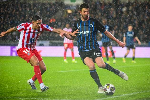 Club Brugge v Atletico de Madrid - UEFA Champions League BRUGGE, BELGIUM - FEBRUARY 18 : Mechele Brandon defender of Club Brugge in action during the UEFA Champions League 2025 26 knockout phase play-off match first leg between Club Brugge and Atletico de Madrid on February 18, 2026 in Brugge, Belgium, 18 02 2026 Brugge Belgium  Copyright: xVincentxKalutx