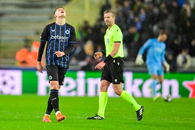 Club Brugge v Atletico de Madrid - UEFA Champions League BRUGGE, BELGIUM - FEBRUARY 18 : Tresoldi Nicolo forward of Club Brugge dejected during the UEFA Champions League 2025 26 knockout phase play-off match first leg between Club Brugge and Atletico de Madrid on February 18, 2026 in Brugge, Belgium, 18 02 2026 Brugge Belgium  Copyright: xJanxDexMeuleneirx