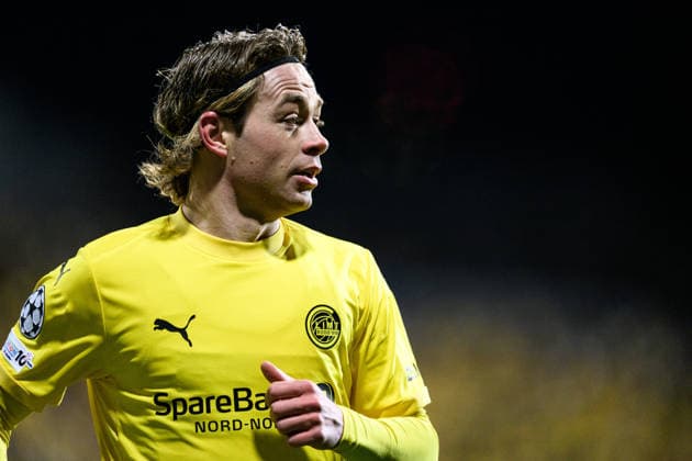 260218 Patrick Berg of Bodo Glimt during the UEFA Champions League football match between Bodo Glimt and Inter on February 18, 2026 in Bodo. Photo: Marius Simensen BILDBYRAN COP 238 MM0055 bbeng football fotball fotboll soccer uefa champions league mesterligaen bodo glimt inter fc internazionale milano Copyright: MARIUSxSIMENSEN BB260218ZM143