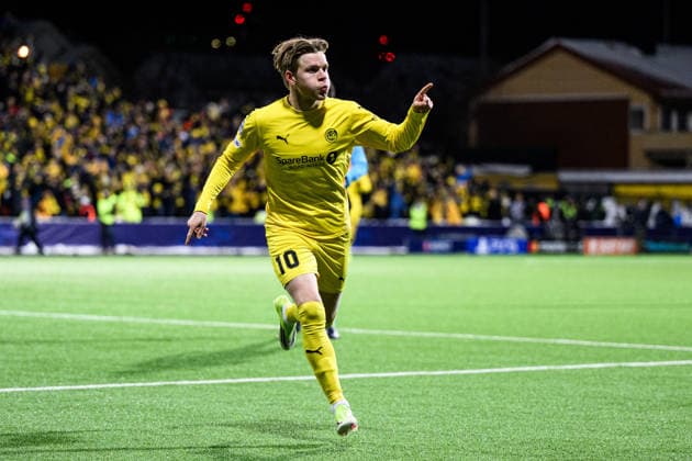 260218 Jens Petter Hauge of Bodo Glimt celebrates after 2-1 during the UEFA Champions League football match between Bodo Glimt and Inter on February 18, 2026 in Bodo. Photo: Marius Simensen BILDBYRAN COP 238 MM0055 bbeng football fotball fotboll soccer uefa champions league mesterligaen bodo glimt inter fc internazionale milano jubel Copyright: MARIUSxSIMENSEN BB260218ZN161