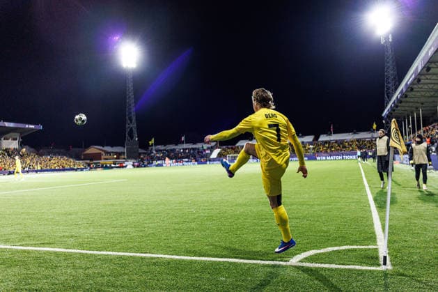 260218 Patrick Berg of Bodo Glimt during the UEFA Champions League football match between Bodo Glimt and Inter on February 18, 2026 in Bodo. Photo: Marius Simensen BILDBYRAN COP 238 MM0055 bbeng football fotball fotboll soccer uefa champions league mesterligaen bodo glimt inter fc internazionale milano Copyright: MARIUSxSIMENSEN BB260218ZC134