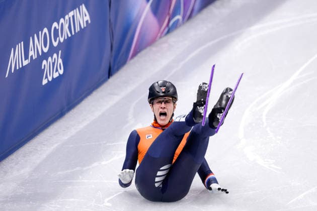 2026-02-18 Short Track Speed skating, Eisschnelllauf - Milano Cortina 2026 Winter Olympics - Day 12 MILAN, ITALY - FEBRUARY 18: Teun Boer of the Netherlands competing in the Men s 500m during Day 12 of Short Track Speed Skating - Milano Cortina 2026 Winter Olympics at Milano Ice Skating Arena on February 18, 2026 in Milan, Italy. (Photo by Joris Verwijst BSR Agency) Milan Italy Content not available for redistribution in The Netherlands directly or indirectly through any third parties. Copyright: xBSRxAgencyx