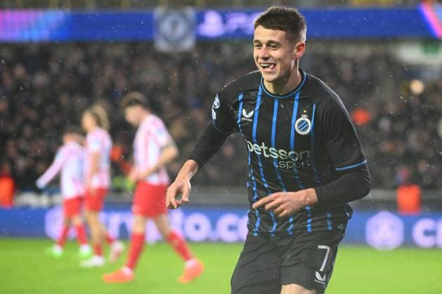 Club Brugge v Atletico de Madrid - UEFA Champions League BRUGGE, BELGIUM - FEBRUARY 18 : =7= celebrating scoring a goal during the UEFA Champions League 2025 26 knockout phase play-off match first leg between Club Brugge and Atletico de Madrid on February 18, 2026 in Brugge, Belgium, 18 02 2026 Brugge Belgium  Copyright: xVincentxKalutx