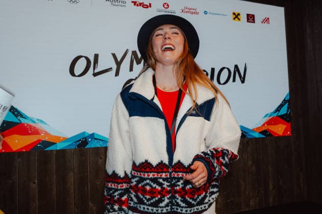 OLYMPICS - Winter Olympic Games, Olympische Spiele, Olympia, OS Milano Cortina 2026 CORTINA D AMPEZZO,ITALY,18.FEB.26 - OLYMPICS - Winter Olympic Games Milano Cortina 2026, Austria House, Raiffeisen-Abend. Image shows the rejoicing of Mikaela Shiffrin (USA).  GEPAxpictures xAlexanderxSolc