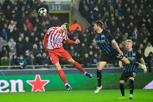 Club Brugge v Atletico de Madrid - UEFA Champions League BRUGGE, BELGIUM - FEBRUARY 18 : Sorrloth Alexander forward of Atletico de Madrid in action during the UEFA Champions League 2025 26 knockout phase play-off match first leg between Club Brugge and Atletico de Madrid on February 18, 2026 in Brugge, Belgium, 18 02 2026 Brugge Belgium  Copyright: xJanxDexMeuleneirx