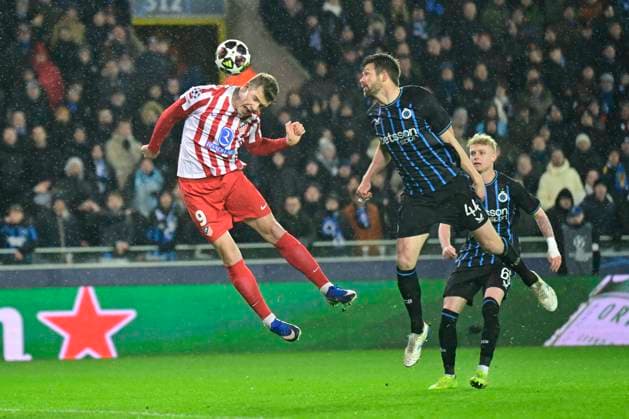 Club Brugge v Atletico de Madrid - UEFA Champions League BRUGGE, BELGIUM - FEBRUARY 18 : Sorrloth Alexander forward of Atletico de Madrid in action during the UEFA Champions League 2025 26 knockout phase play-off match first leg between Club Brugge and Atletico de Madrid on February 18, 2026 in Brugge, Belgium, 18 02 2026 Brugge Belgium  Copyright: xJanxDexMeuleneirx