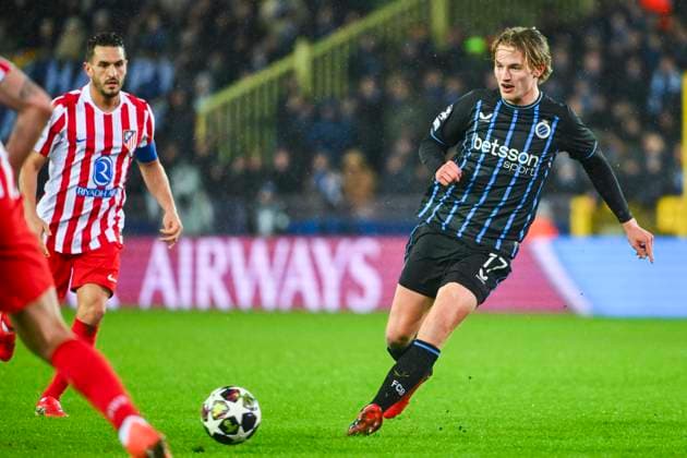 Club Brugge v Atletico de Madrid - UEFA Champions League BRUGGE, BELGIUM - FEBRUARY 18 : Vermant Romeo forward of Club Brugge in action during the UEFA Champions League 2025 26 knockout phase play-off match first leg between Club Brugge and Atletico de Madrid on February 18, 2026 in Brugge, Belgium, 18 02 2026 Brugge Belgium  Copyright: xVincentxKalutx