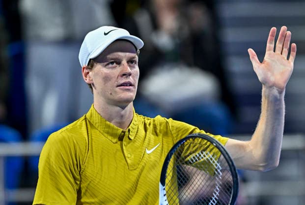 ATP, Tennis Herren QATAR EXXONMOBIL OPEN-ROUND OF 16 Jannik Sinner of Italy celebrates after winning against Alexei Popyrin of Australia in the Round of q6 at the ATP men s Qatar ExxonMobil Open 2026 tennis tournament at the Khalifa International Tennis Complex in Doha, Qatar, on February 18 2026. DOHA Qatar Copyright: xNOUSHADx