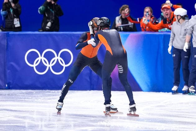 2026-02-18 - Milano Cortina 2026 Winter Olympics MILAN, ITALY - FEBRUARY 18: Jens van t Wout of Netherlands, Melle van t Wout of Netherlands performing on the Short Track Speed skating, Eisschnelllauf during day 14 of the Milano Cortina 2026 Winter Olympics at the Milano Ice Skating Arena on February 18, 2026 in Milan, Italy Milan Milano Ice Skating Arena Italy Content not available for redistribution in The Netherlands directly or indirectly through any third parties. Copyright: xAndrexWeeningx