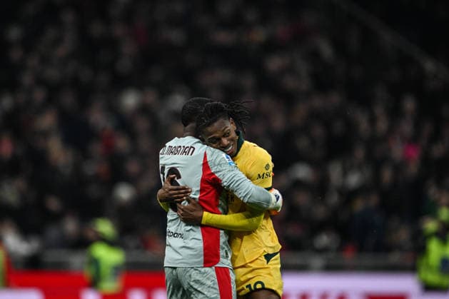 Rafael Leao of AC Milan celebrating after a goal during the Italian Serie A football match between AC Milan and Calcio Como on February 18th, Giuseppe Meazza San Siro Siro stadium in Milan, Italy  Copyright: xTizianoxBallabio IPAxSportx xipa-agency.netx xx IPA_71707544 IPA_Agency_IPA71707544