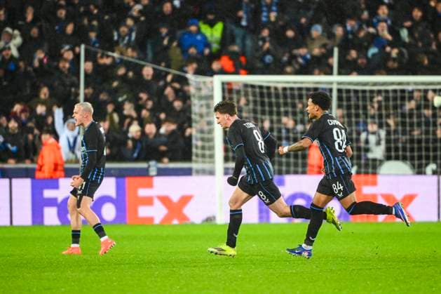 Club Brugge v Atletico de Madrid - UEFA Champions League BRUGGE, BELGIUM - FEBRUARY 18 : Tzolis Christos forward of Club Brugge celebrating scoring a goal during the UEFA Champions League 2025 26 knockout phase play-off match first leg between Club Brugge and Atletico de Madrid on February 18, 2026 in Brugge, Belgium, 18 02 2026 Brugge Belgium  Copyright: xVincentxKalutx