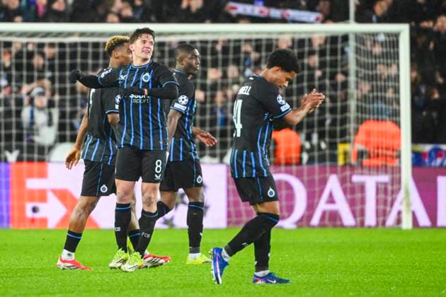 Club Brugge v Atletico de Madrid - UEFA Champions League BRUGGE, BELGIUM - FEBRUARY 18 : Tzolis Christos forward of Club Brugge celebrating scoring a goal during the UEFA Champions League 2025 26 knockout phase play-off match first leg between Club Brugge and Atletico de Madrid on February 18, 2026 in Brugge, Belgium, 18 02 2026 Brugge Belgium  Copyright: xVincentxKalutx