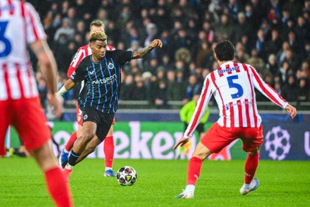 Club Brugge v Atletico de Madrid - UEFA Champions League BRUGGE, BELGIUM - FEBRUARY 18 : Onyedika Nwadike Raphael midfielder of Club Brugge in action during the UEFA Champions League 2025 26 knockout phase play-off match first leg between Club Brugge and Atletico de Madrid on February 18, 2026 in Brugge, Belgium, 18 02 2026 Brugge Belgium  Copyright: xVincentxKalutx