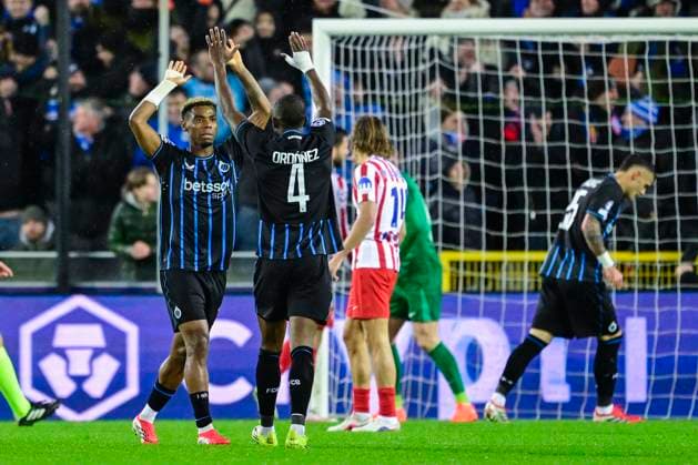 Club Brugge v Atletico de Madrid - UEFA Champions League BRUGGE, BELGIUM - FEBRUARY 18 : Ordonez Joel defender of Club Brugge celebrating scoring a goal during the UEFA Champions League 2025 26 knockout phase play-off match first leg between Club Brugge and Atletico de Madrid on February 18, 2026 in Brugge, Belgium, 18 02 2026 Brugge Belgium  Copyright: xJanxDexMeuleneirx