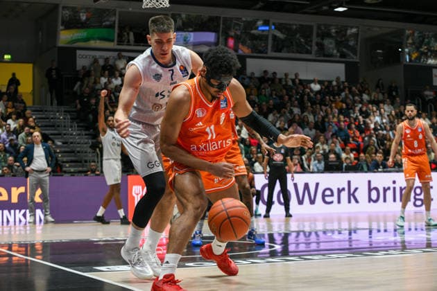 easyCredit Basketball Bundesliga, 21. Spieltag, Niners Chemnitz -MLP Academics Heidelberg 18.02.2026 ab 20.00 Uhr Chemnitz, Chemnitz Arena Im Foto:Neskovic(7), Kostja Mushidi(11) easyCredit Basketball Bundesliga, 21. Spieltag, Niners Chemnitz -MLP Academics Heidelberg Leipzig Sachsen Deutschland Copyright: xEHLxMedia MichelxKöhlerx 20261802-Niners-Heidelberg_057