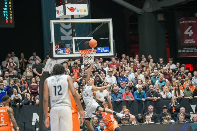 easyCredit Basketball Bundesliga, 21. Spieltag, Niners Chemnitz -MLP Academics Heidelberg 18.02.2026 ab 20.00 Uhr Chemnitz, Chemnitz Arena Im Foto: Kevin McClain(3) dunking easyCredit Basketball Bundesliga, 21. Spieltag, Niners Chemnitz -MLP Academics Heidelberg Leipzig Sachsen Deutschland Copyright: xEHLxMedia MichelxKöhlerx 20261802-Niners-Heidelberg_146