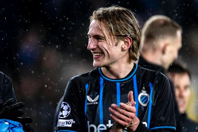 Club Brugge forwarder Romeo Vermant , during the match Club Brugge KV vs Atletico de Madrid at the Jan Breydelstadion for the Champions League - KO play-offs - 1st leg season 2025-2026 in BRUGGE, Belgium on 18 february 2026. (Photo by Stefan Koops EYE4IMAGES DeFodi Images) -