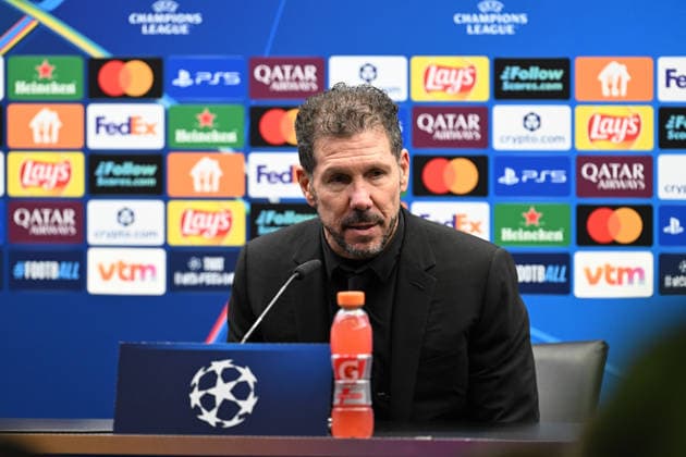 260218 Club Brugge vs Atletico Madrid Head Coach Diego Simeone of Atletico pictured during the Uefa Champions League Knock Out play offs first leg in season 2025 - 2026 between Club Brugge KV and Atletico de Madrid on February 19 , 2026 in Brugge, Belgium. (Photo by David Catry Isosport) Brugge Belgium  Copyright: xDavidxCatryx 20260219DC2_6622