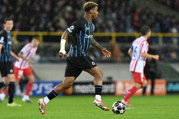 260218 Club Brugge vs Atletico Madrid Raphael Onyedika (15) of Club Brugge pictured during the Uefa Champions League Knock Out play offs first leg in season 2025 - 2026 between Club Brugge KV and Atletico de Madrid on February 18 , 2026 in Brugge, Belgium. (Photo by David Catry Isosport) Brugge Belgium  Copyright: xDavidxCatryx 20260218DC2_2428