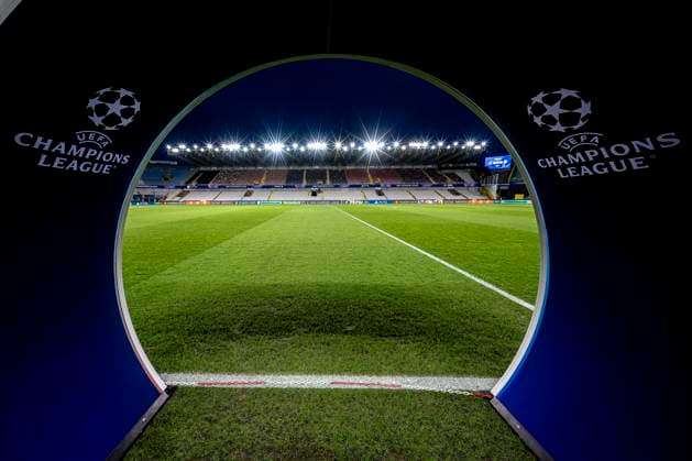 Stadium overview trough the Champions League bow, during the match Club Brugge KV vs Atletico de Madrid at the Jan Breydelstadion for the Champions League - KO play-offs - 1st leg season 2025-2026 in BRUGGE, Belgium on 18 february 2026. (Photo by Stefan Koops EYE4IMAGES DeFodi Images) -