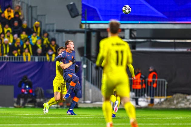 Football, Champions League 2025 2026 Bodo Glimt Inter 3 1 Bodo 20260218 Inters Francesco Pio Esposito and Bodo Glimts Jostein Gundersen during the Champions League football match between Bodo Glimt and Inter at Aspmyra Stadium Photo Mats Torbergsen NTB Bodo Norway EDITORIAL USE ONLY RESTRICTED USE FOR BETTING COMPANIES  Copyright: xMatsxTorbergsenx xNTBx