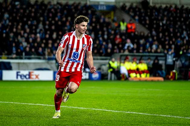 Atletico de Madrid forwarder Julian Alvarez, during the match Club Brugge KV vs Atletico de Madrid at the Jan Breydelstadion for the Champions League - KO play-offs - 1st leg season 2025-2026 in BRUGGE, Belgium on 18 february 2026. (Photo by Stefan Koops EYE4IMAGES DeFodi Images) -