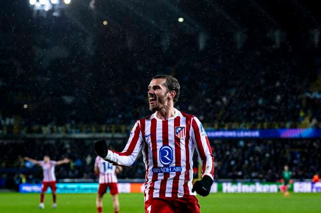 Atletico de Madrid forwarder Antoine Griezmann, during the match Club Brugge KV vs Atletico de Madrid at the Jan Breydelstadion for the Champions League - KO play-offs - 1st leg season 2025-2026 in BRUGGE, Belgium on 18 february 2026. (Photo by Stefan Koops EYE4IMAGES DeFodi Images) -