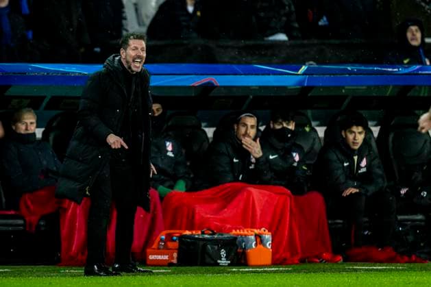 Atletico de Madrid trainer Diego Simeone, during the match Club Brugge KV vs Atletico de Madrid at the Jan Breydelstadion for the Champions League - KO play-offs - 1st leg season 2025-2026 in BRUGGE, Belgium on 18 february 2026. (Photo by Stefan Koops EYE4IMAGES DeFodi Images) -