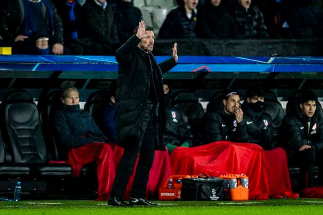 Atletico de Madrid trainer Diego Simeone, during the match Club Brugge KV vs Atletico de Madrid at the Jan Breydelstadion for the Champions League - KO play-offs - 1st leg season 2025-2026 in BRUGGE, Belgium on 18 february 2026. (Photo by Stefan Koops EYE4IMAGES DeFodi Images) -