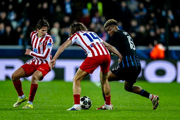 Club Brugge midfielder Raphael Onyedika, during the match Club Brugge KV vs Atletico de Madrid at the Jan Breydelstadion for the Champions League - KO play-offs - 1st leg season 2025-2026 in BRUGGE, Belgium on 18 february 2026. (Photo by Stefan Koops EYE4IMAGES DeFodi Images) -