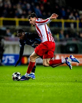 Atletico de Madrid defender Marc Pubill, during the match Club Brugge KV vs Atletico de Madrid at the Jan Breydelstadion for the Champions League - KO play-offs - 1st leg season 2025-2026 in BRUGGE, Belgium on 18 february 2026. (Photo by Stefan Koops EYE4IMAGES DeFodi Images) -