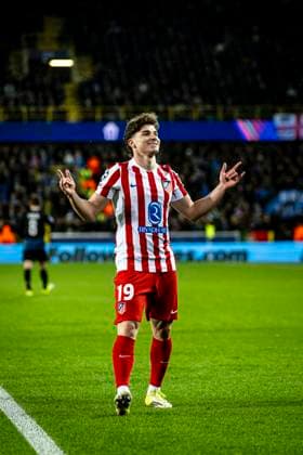 Atletico de Madrid forwarder Julian Alvarez, during the match Club Brugge KV vs Atletico de Madrid at the Jan Breydelstadion for the Champions League - KO play-offs - 1st leg season 2025-2026 in BRUGGE, Belgium on 18 february 2026. (Photo by Stefan Koops EYE4IMAGES DeFodi Images) -