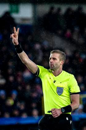 referee Glenn Nyberg, during the match Club Brugge KV vs Atletico de Madrid at the Jan Breydelstadion for the Champions League - KO play-offs - 1st leg season 2025-2026 in BRUGGE, Belgium on 18 february 2026. (Photo by Stefan Koops EYE4IMAGES DeFodi Images) -